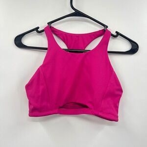 Alphalete S Sports Bra Womens Magenta Pink High Neck Racerback Cutout Activewear